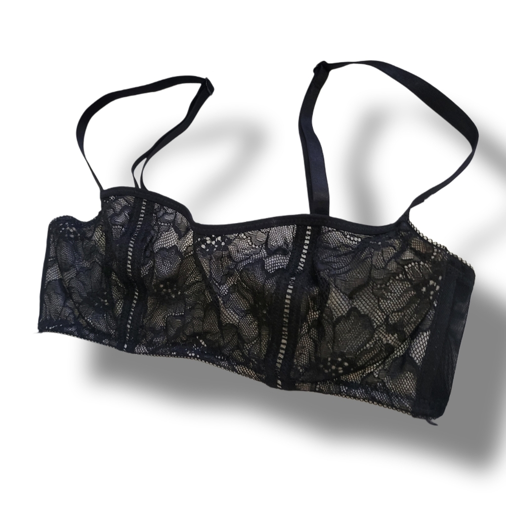🌿H&M Black Lace Bralette Women's Size 32C - Picture 3 of 6
